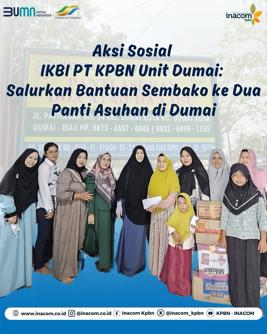 Aksi Sosial IKBI PT KPBN Unit Dumai: Salurkan Bantuan Ke Dua Panti Asuhan di Dumai